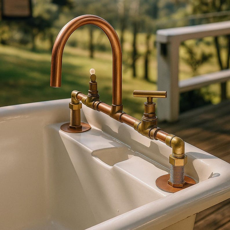 Handmade copper & brass faucet rustic farmhouse style

