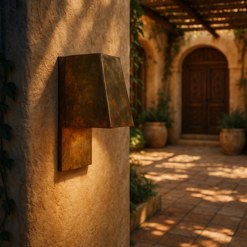 Handmade modern brass wall sconce with minimalist geometric design