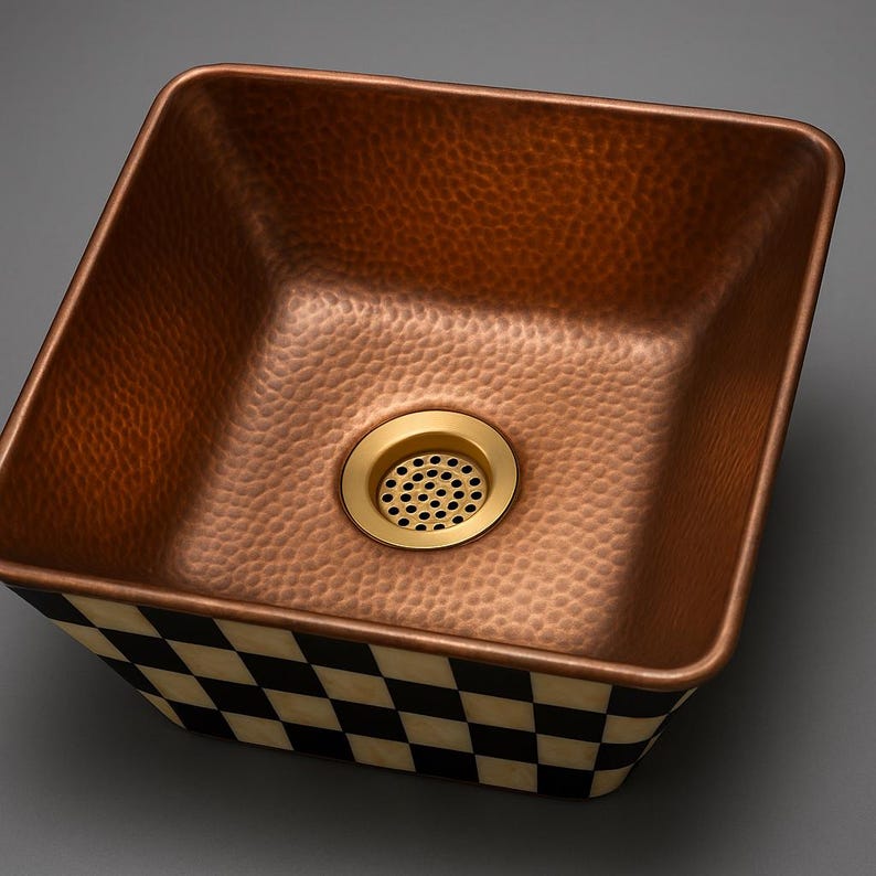 Boho bathroom basin – bone and resin pattern close-up