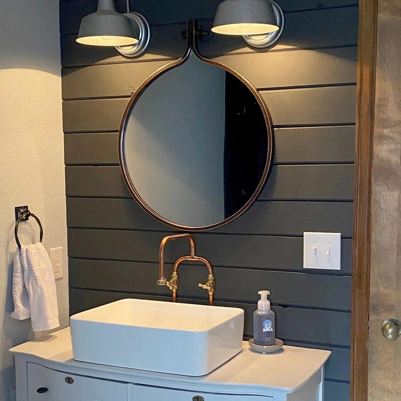 Handmade pure copper deck mount faucet with brass valves

