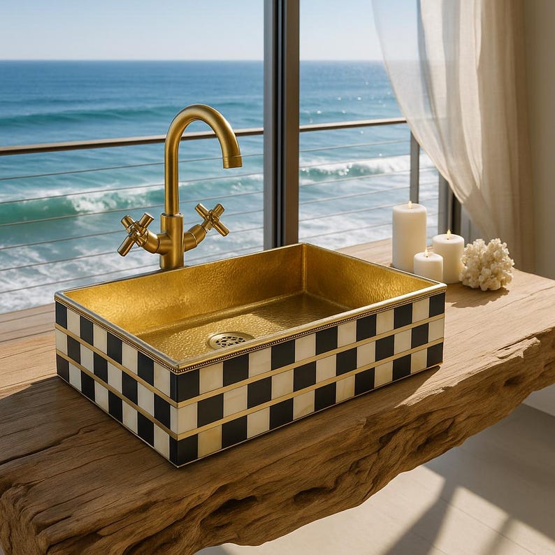 Modern rectangular sink for bathroom vanity – side angle