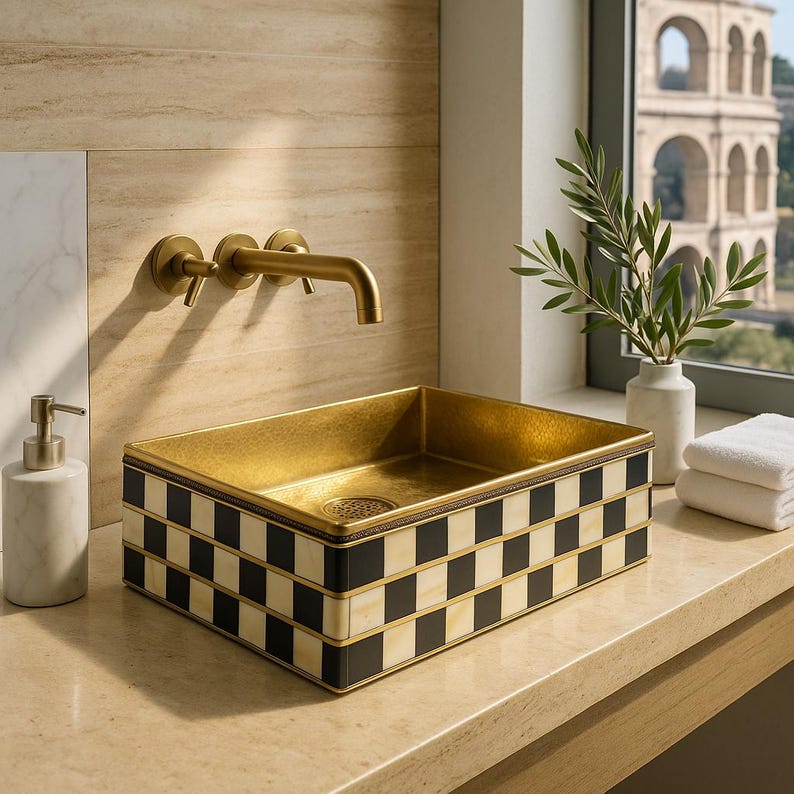 Modern rectangular sink for bathroom vanity – side angle