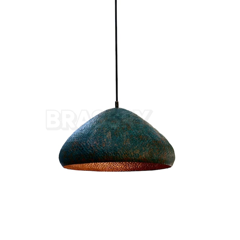 Moroccan hammered copper dome pendant light in aged finish – handmade
