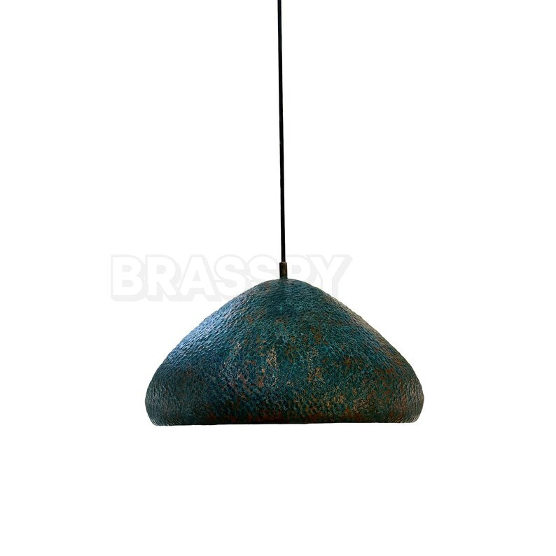Moroccan hammered copper dome pendant light in aged finish – handmade