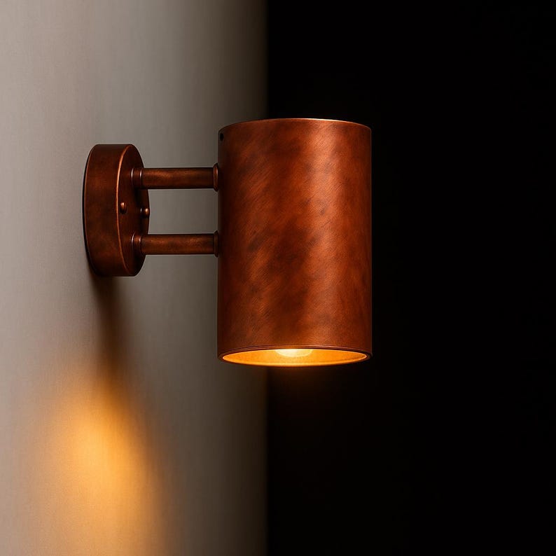 Outdoor Moroccan Copper Wall Sconce – Handcrafted Artisan Solid Copper Architectural Fixture, Rustic Exterior Wall Fixture for Entryway
