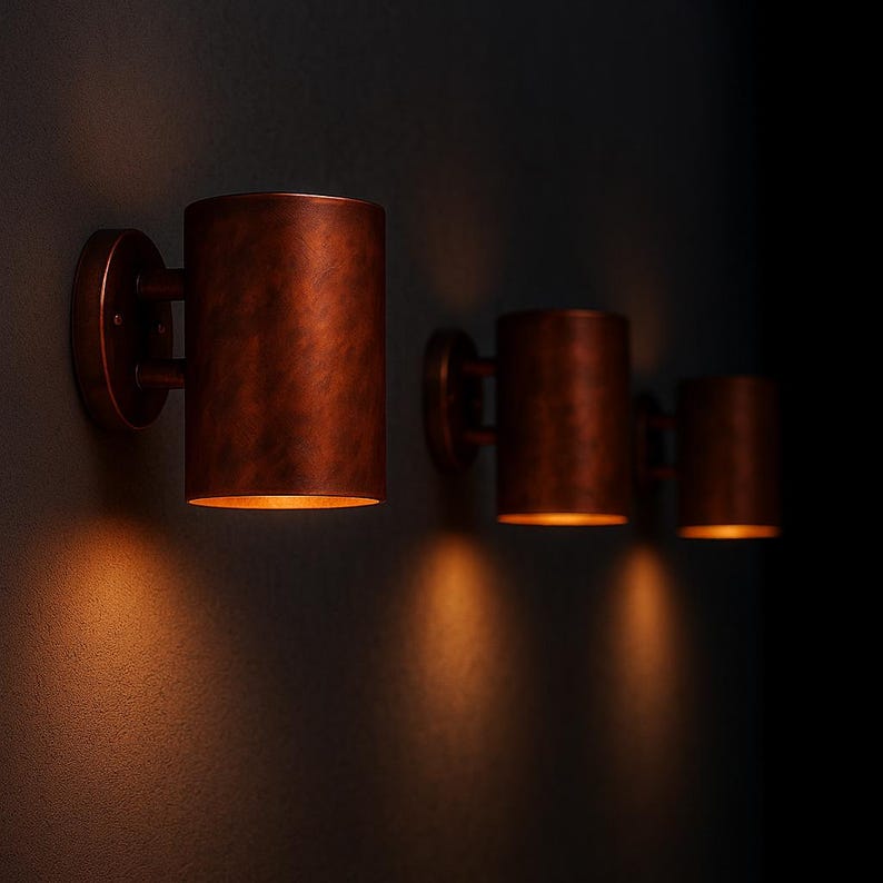 Outdoor Moroccan Copper Wall Sconce – Handcrafted Artisan Solid Copper Architectural Fixture, Rustic Exterior Wall Fixture for Entryway
