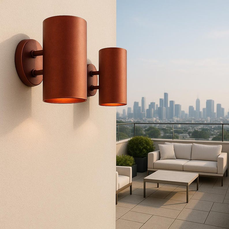 Outdoor Moroccan Copper Wall Sconce – Handcrafted Artisan Solid Copper Architectural Fixture, Rustic Exterior Wall Fixture for Entryway
