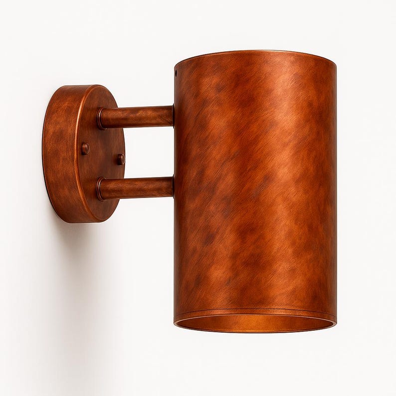 Outdoor Moroccan Copper Wall Sconce – Handcrafted Artisan Solid Copper Architectural Fixture, Rustic Exterior Wall Fixture for Entryway
