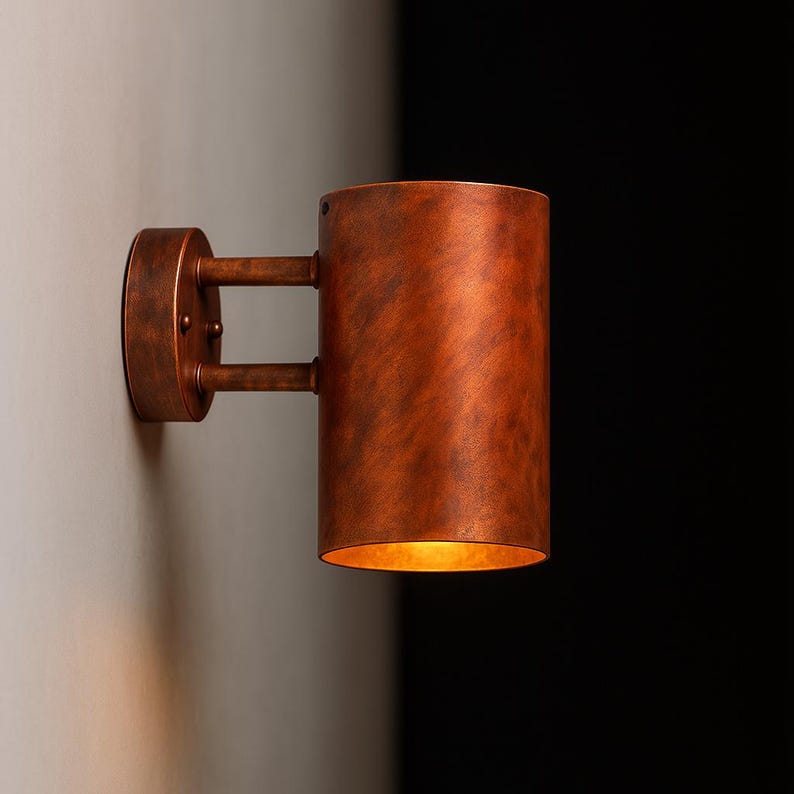Outdoor Moroccan Copper Wall Sconce – Handcrafted Artisan Solid Copper Architectural Fixture, Rustic Exterior Wall Fixture for Entryway
