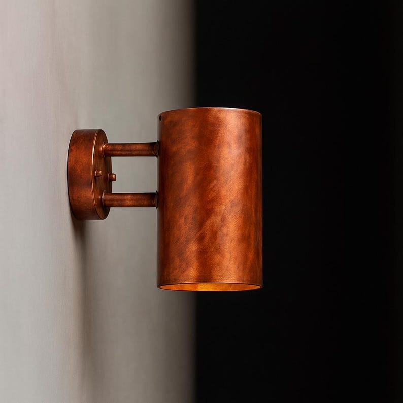 Outdoor Moroccan Copper Wall Sconce – Handcrafted Artisan Solid Copper Architectural Fixture, Rustic Exterior Wall Fixture for Entryway
