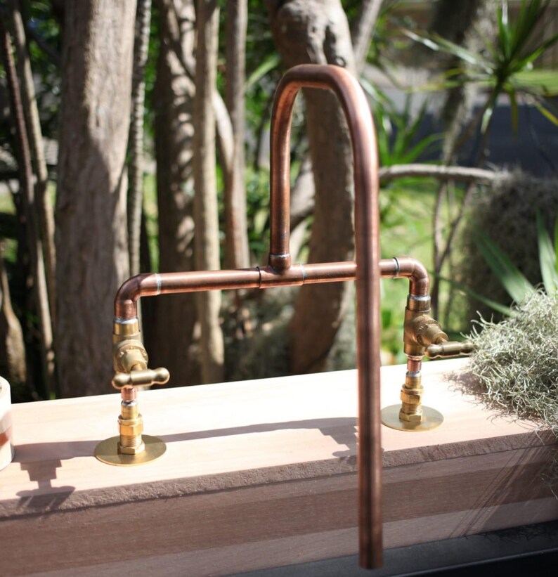 Outdoor or indoor copper faucet with brass fittings industrial style

