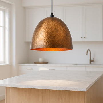 Rusted Moroccan hammered copper pendant light

