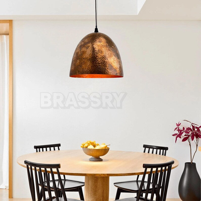 Rusted Moroccan hammered copper pendant light

