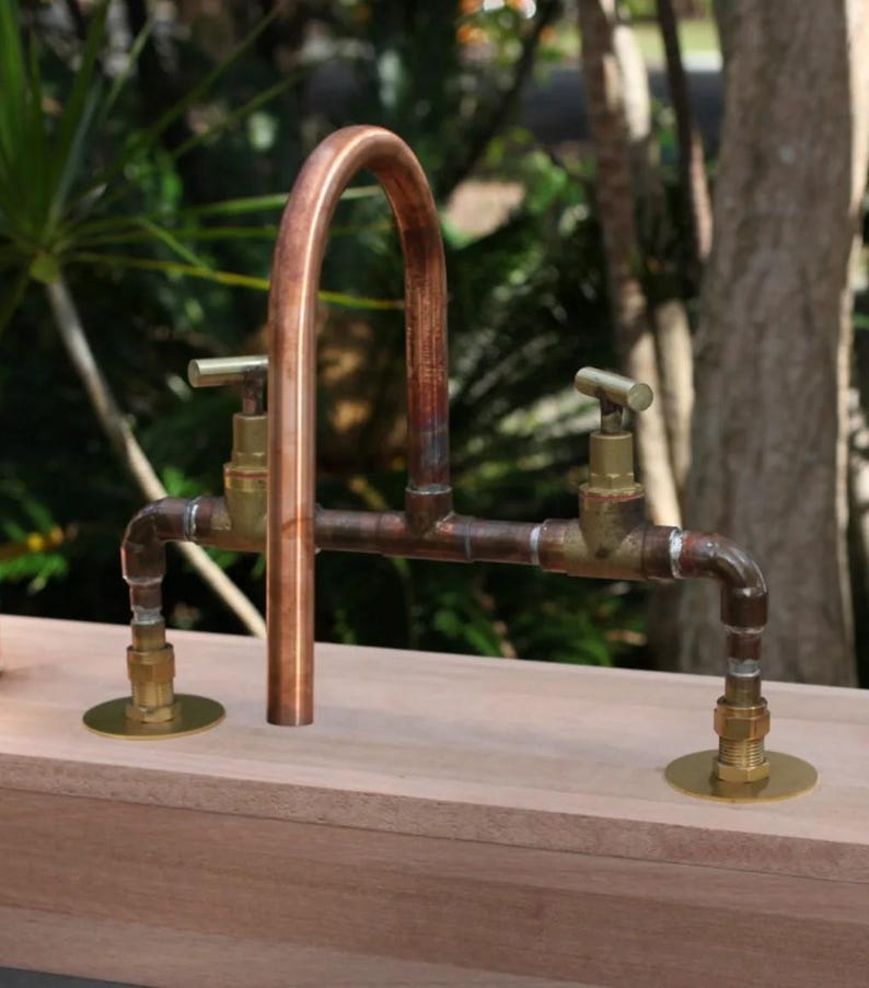 Rustic copper and brass sink fixture outdoor or indoor

