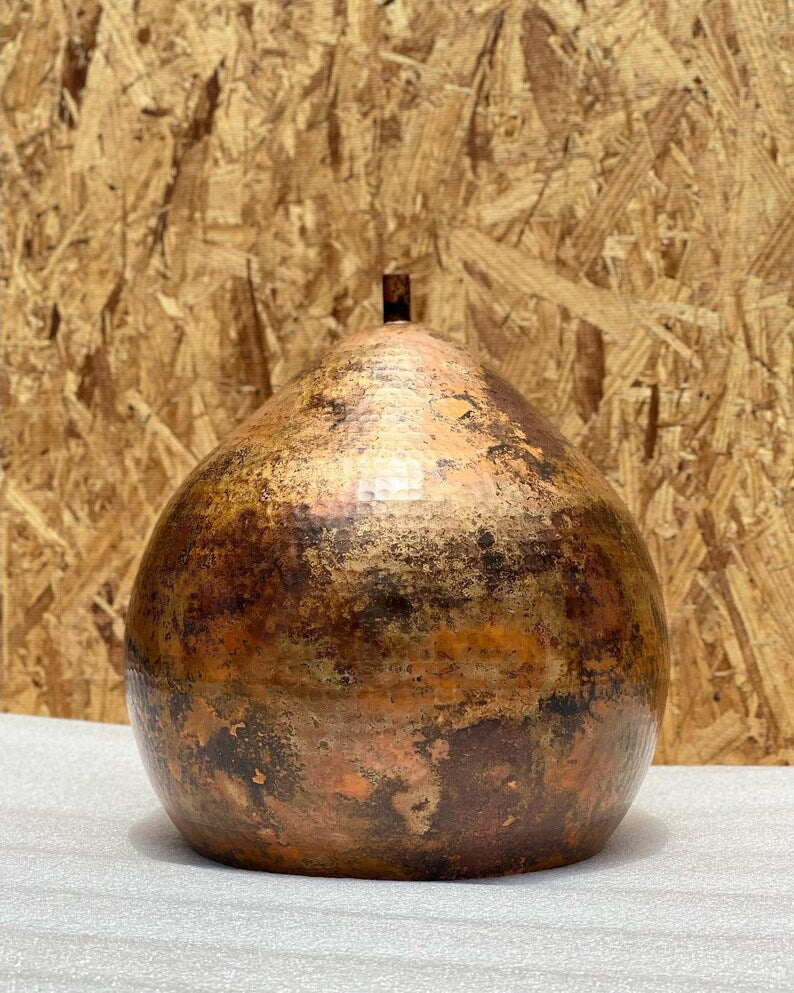 Rustic outdoor pendant lamp with natural patina