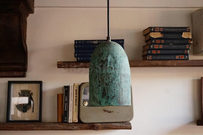 Small Moroccan hammered copper pendant light, handcrafted in aged finish, perfect for cozy nooks, hallways, cafés, and rustic interiors

