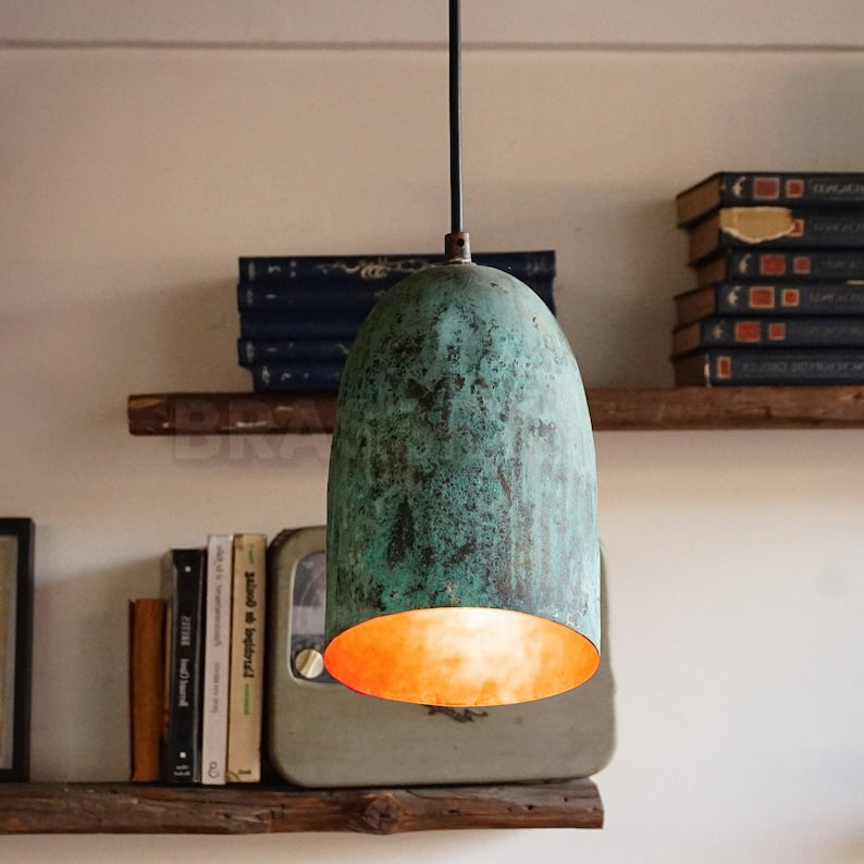 Small Moroccan hammered copper pendant light, handcrafted in aged finish, perfect for cozy nooks, hallways, cafés, and rustic interiors

