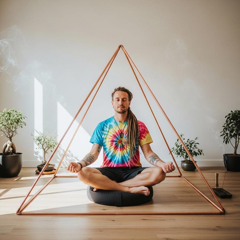 Solid Copper Meditation Pyramid with Orgone Capstone – EMF Protection and Chakra Healing, Energy Amplification – Yoga and Spiritual Tool
