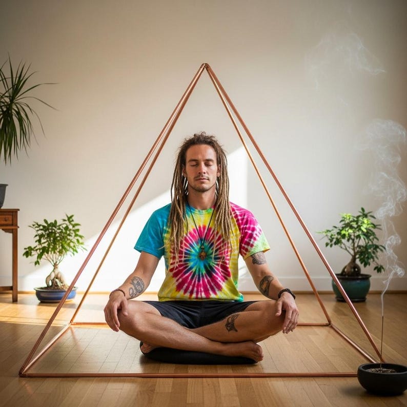 Solid Copper Meditation Pyramid with Orgone Capstone – EMF Protection and Chakra Healing, Energy Amplification – Yoga and Spiritual Tool
