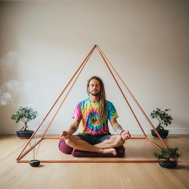 Solid Copper Meditation Pyramid with Orgone Capstone – EMF Protection and Chakra Healing, Energy Amplification – Yoga and Spiritual Tool
