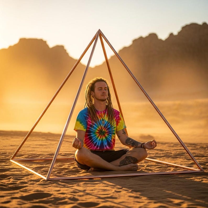 Solid Copper Meditation Pyramid with Orgone Capstone – EMF Protection and Chakra Healing, Energy Amplification – Yoga and Spiritual Tool

