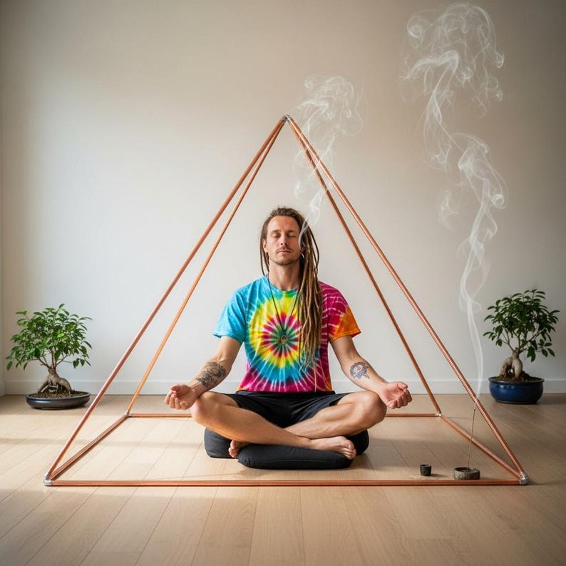 Solid Copper Meditation Pyramid with Orgone Capstone – EMF Protection and Chakra Healing, Energy Amplification – Yoga and Spiritual Tool
