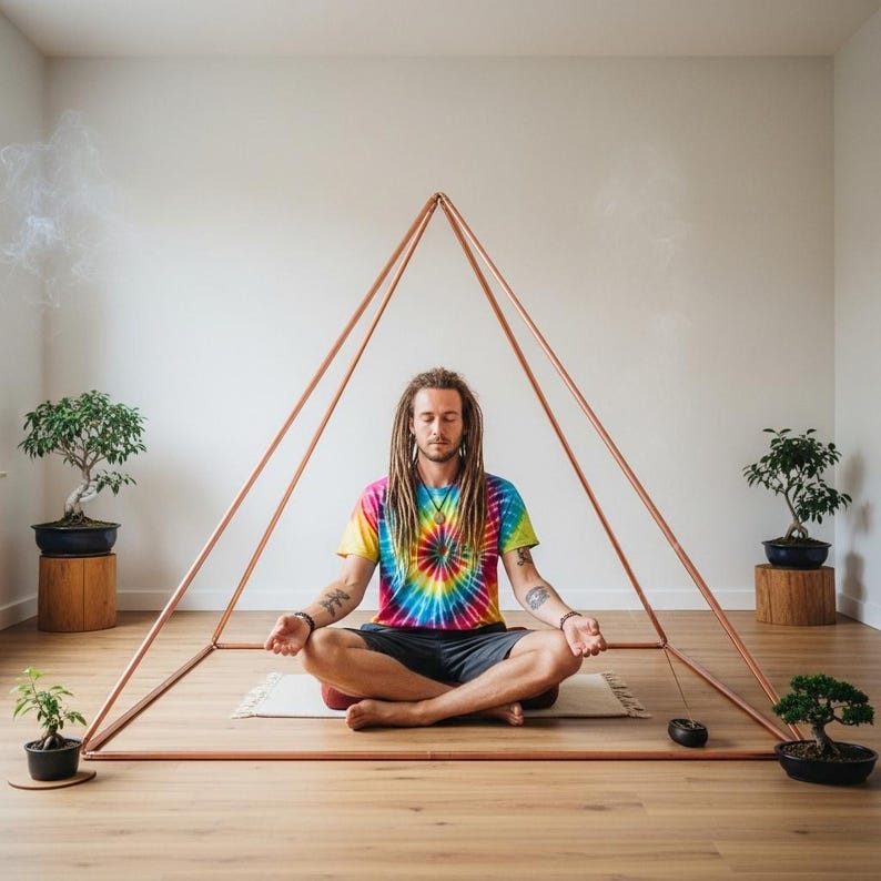 Solid Copper Meditation Pyramid with Orgone Capstone – EMF Protection and Chakra Healing, Energy Amplification – Yoga and Spiritual Tool
