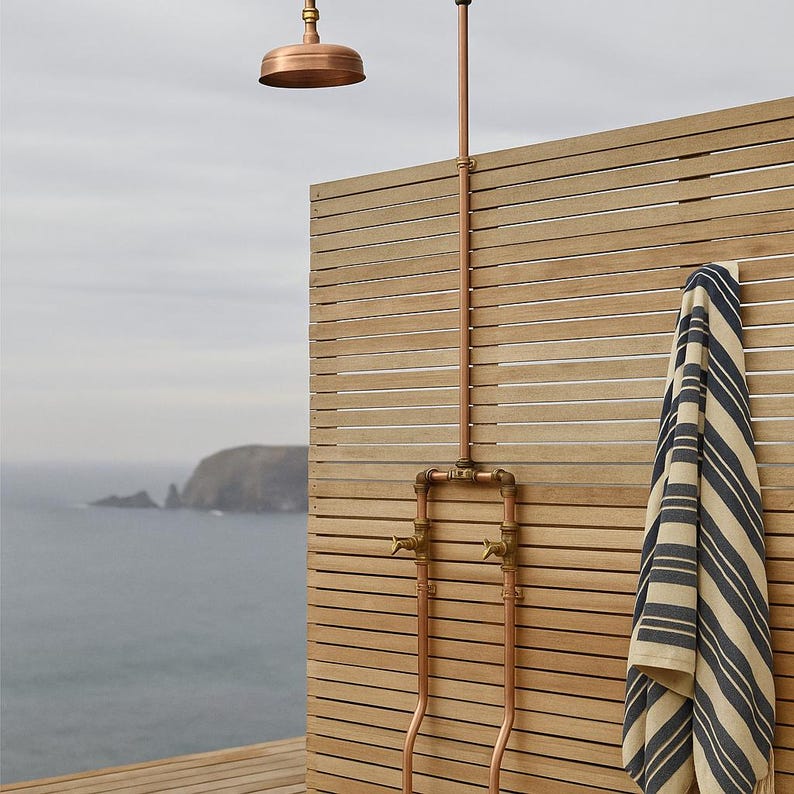 Wall Mounted Outdoor Copper Shower for Backyard & Poolside

