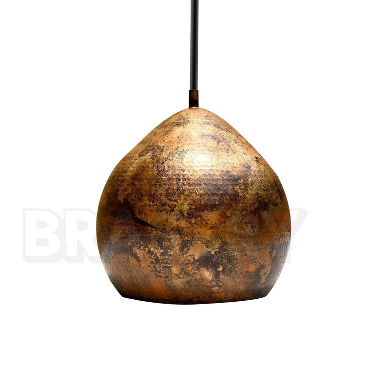 Weather-resistant hanging copper light for porch or entryway