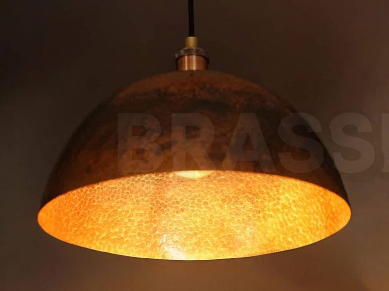 Handcrafted Moroccan hammered copper pendant light with aged finish – boho, rustic, Mediterranean home decor lighting
