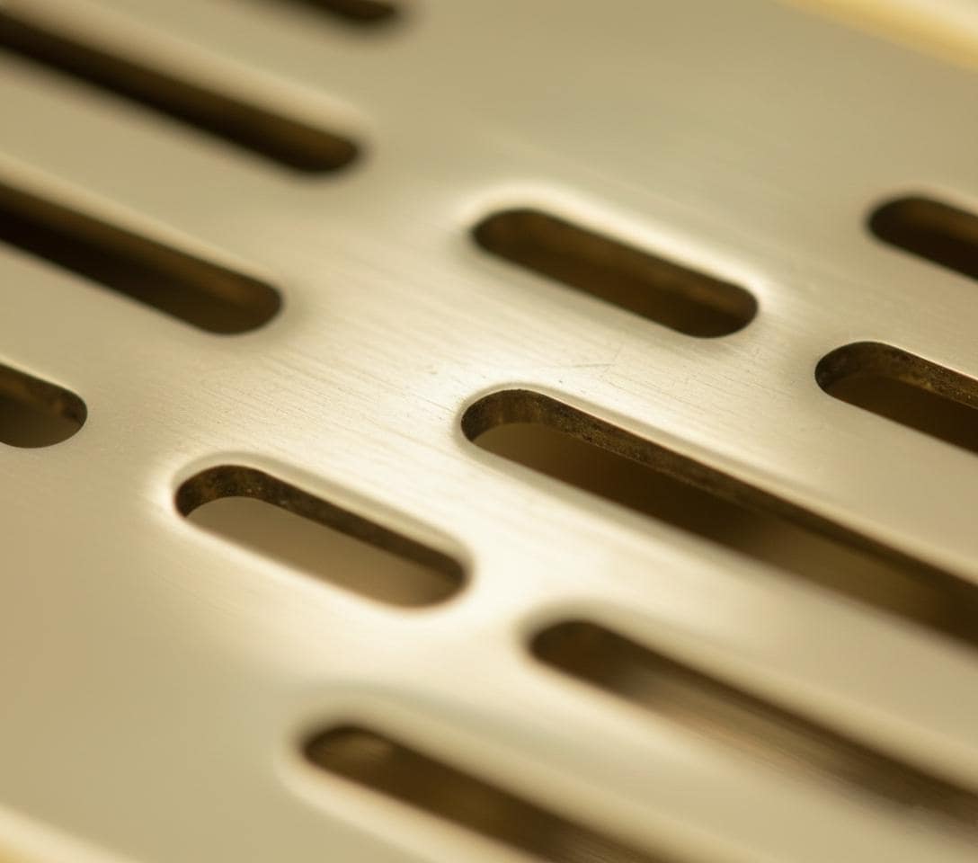Close-up of a metallic surface with a grid pattern