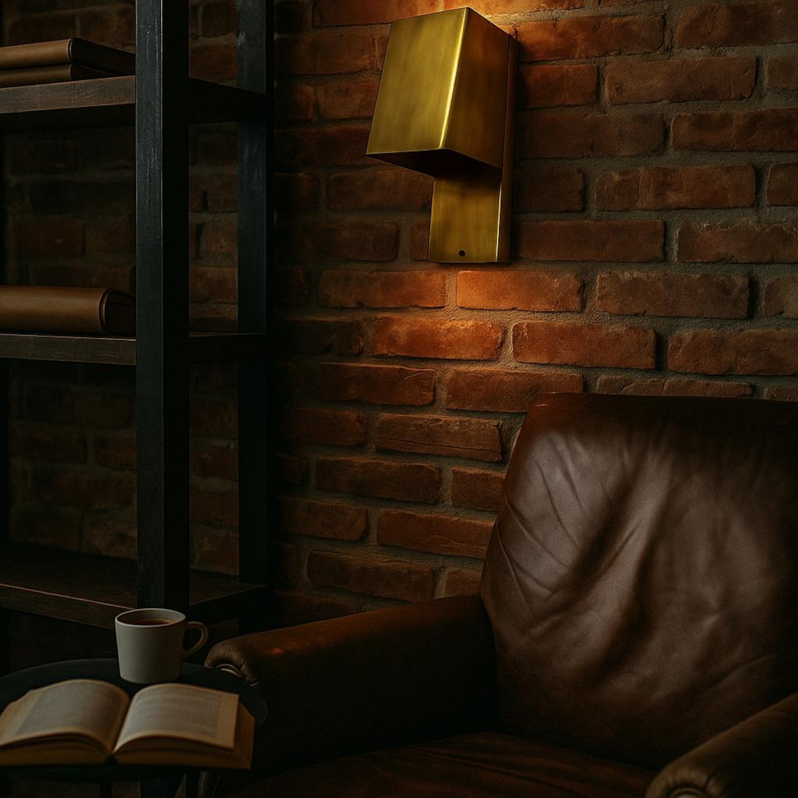 Handmade modern brass wall sconce with minimalist geometric design
