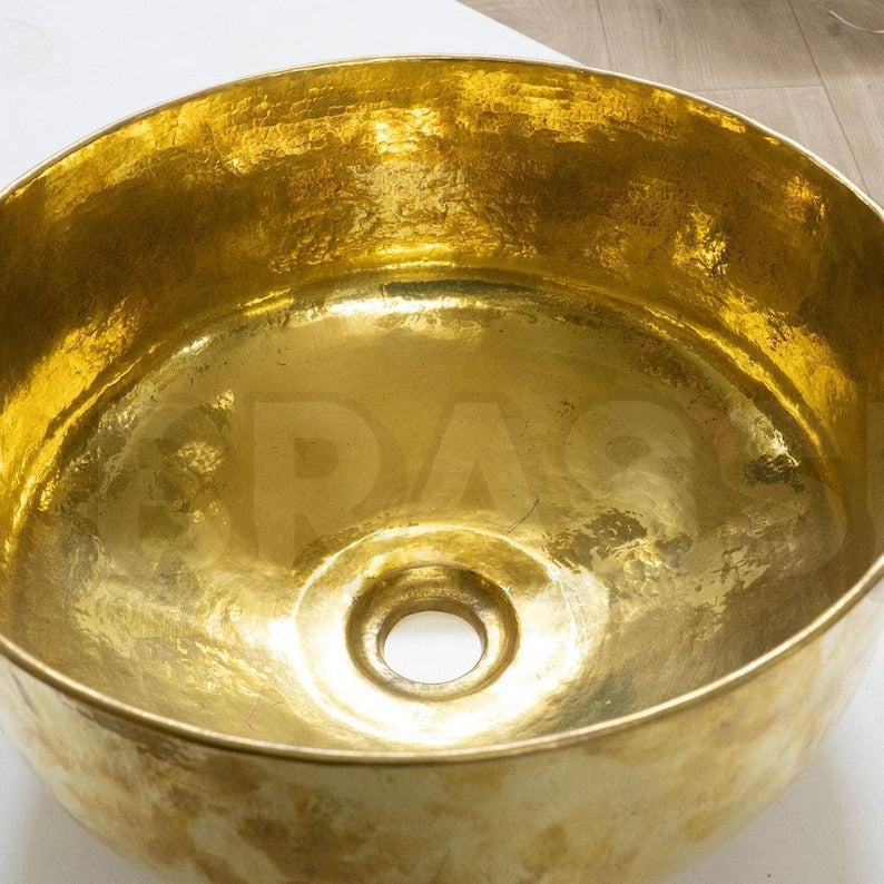 Engraved Moroccan Brass Sink Bowl – Hand-Hammered Bathroom Basin