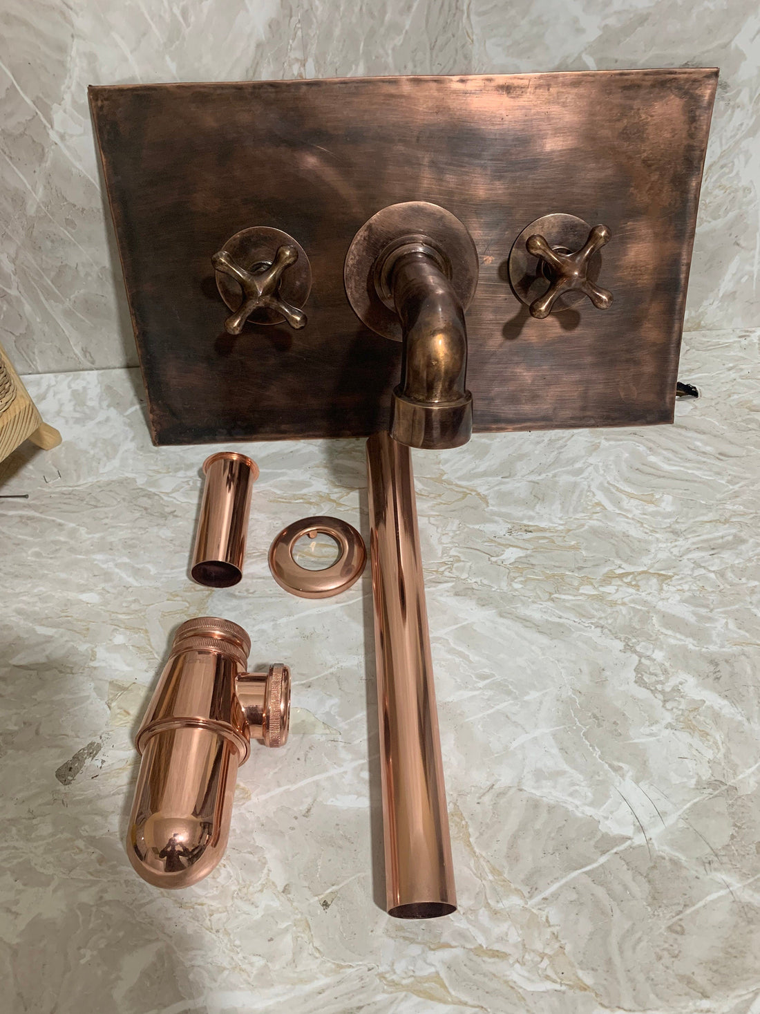 Copper Wall Mount Bathroom Sink 20" with Copper Faucet