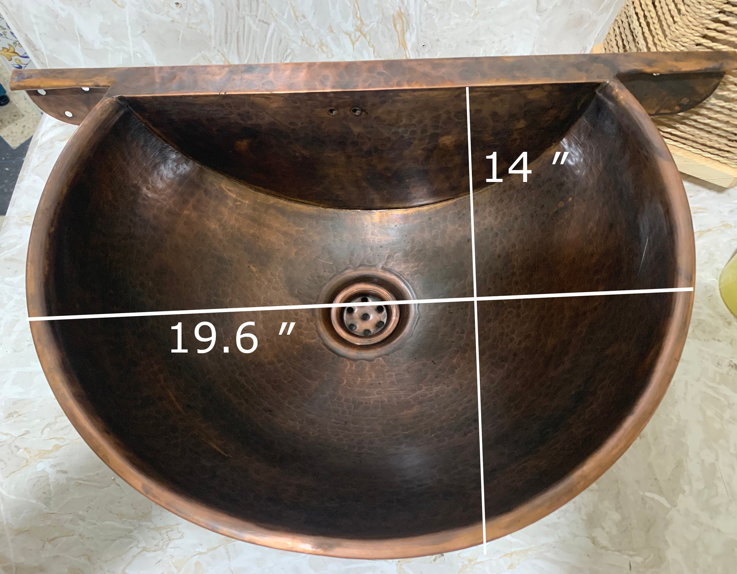 Copper Wall Mount Bathroom Sink 20" with Copper Faucet