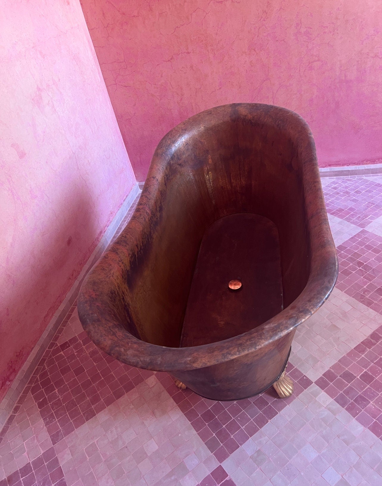 Aged Copper Clawfoot Tub, Rustic Copper Bathtub Bathroom