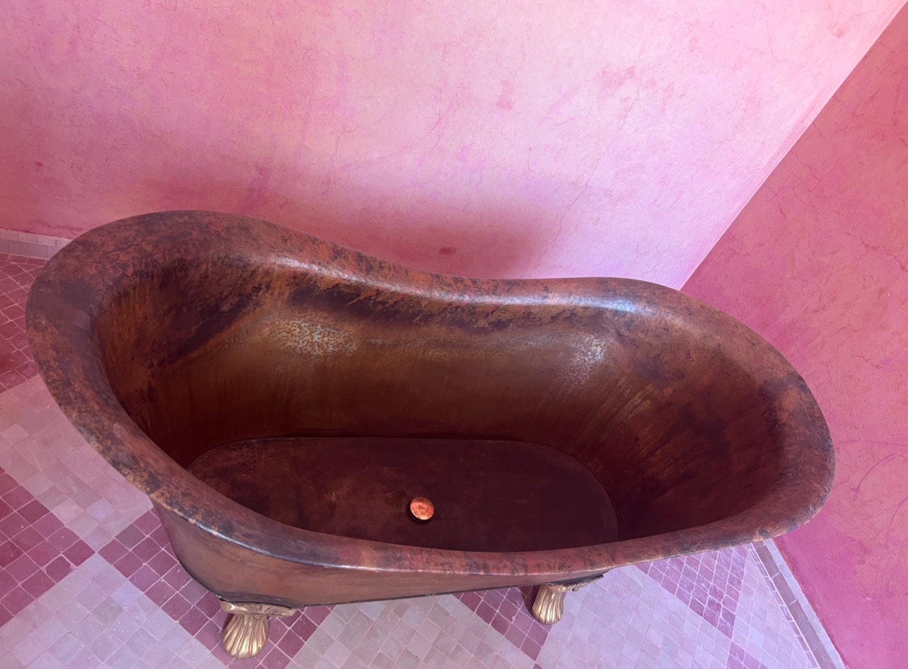 Aged Copper Clawfoot Tub, Rustic Copper Bathtub Bathroom