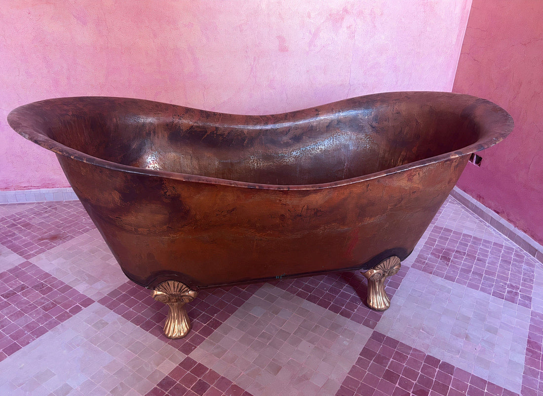 Aged Copper Clawfoot Tub, Rustic Copper Bathtub Bathroom