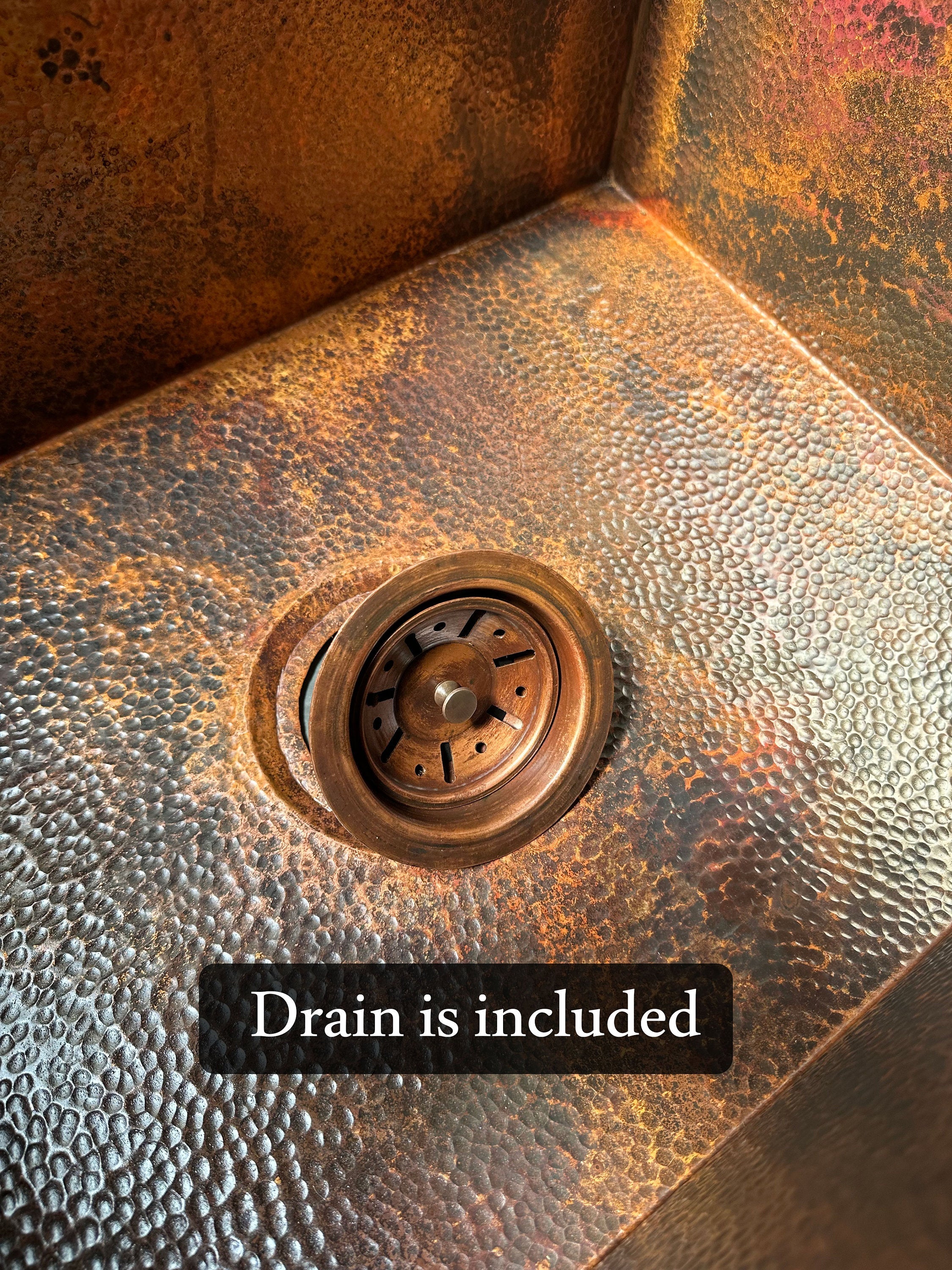 Hammered Copper Farmhouse Sink  Large Copper Kitchen Sink
