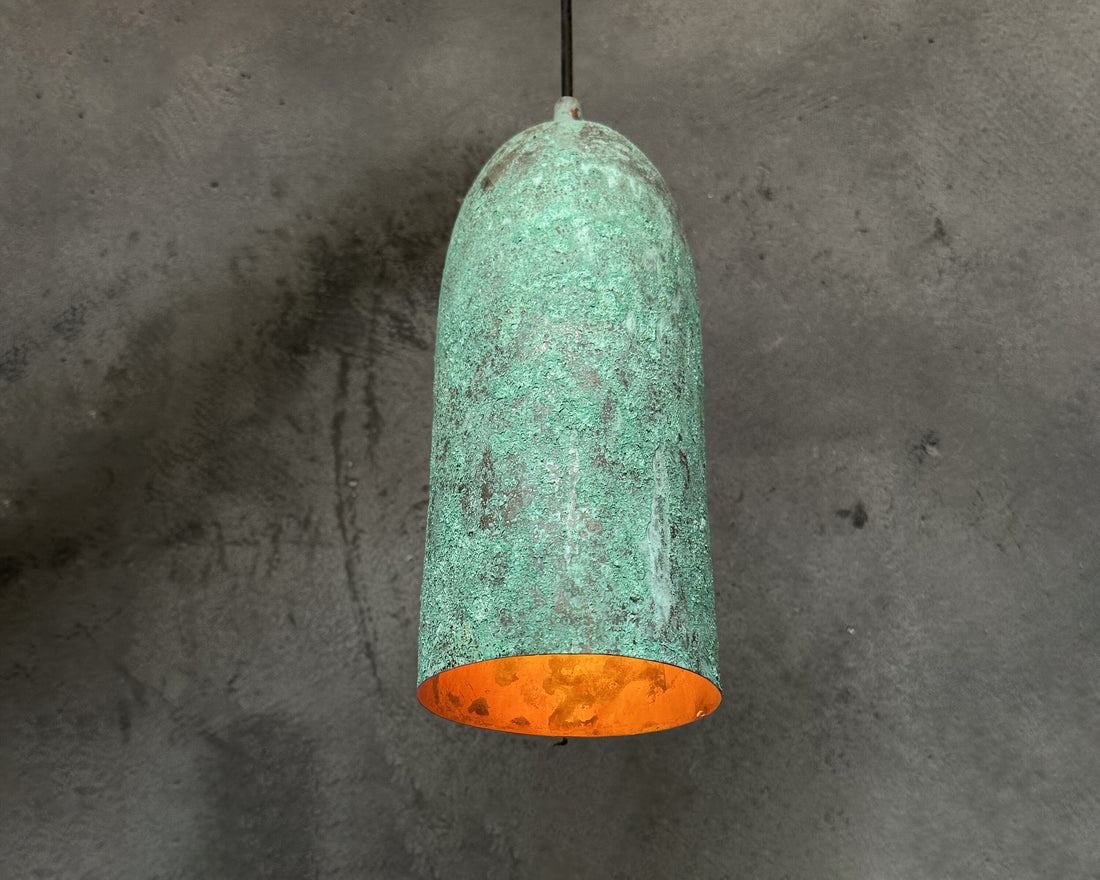 Set Of 3 Oxidized Copper Pendant Lights, Green Patina Farmhouse Light Fixture, Set Of Three Farmhouse  Hanging  Lamps