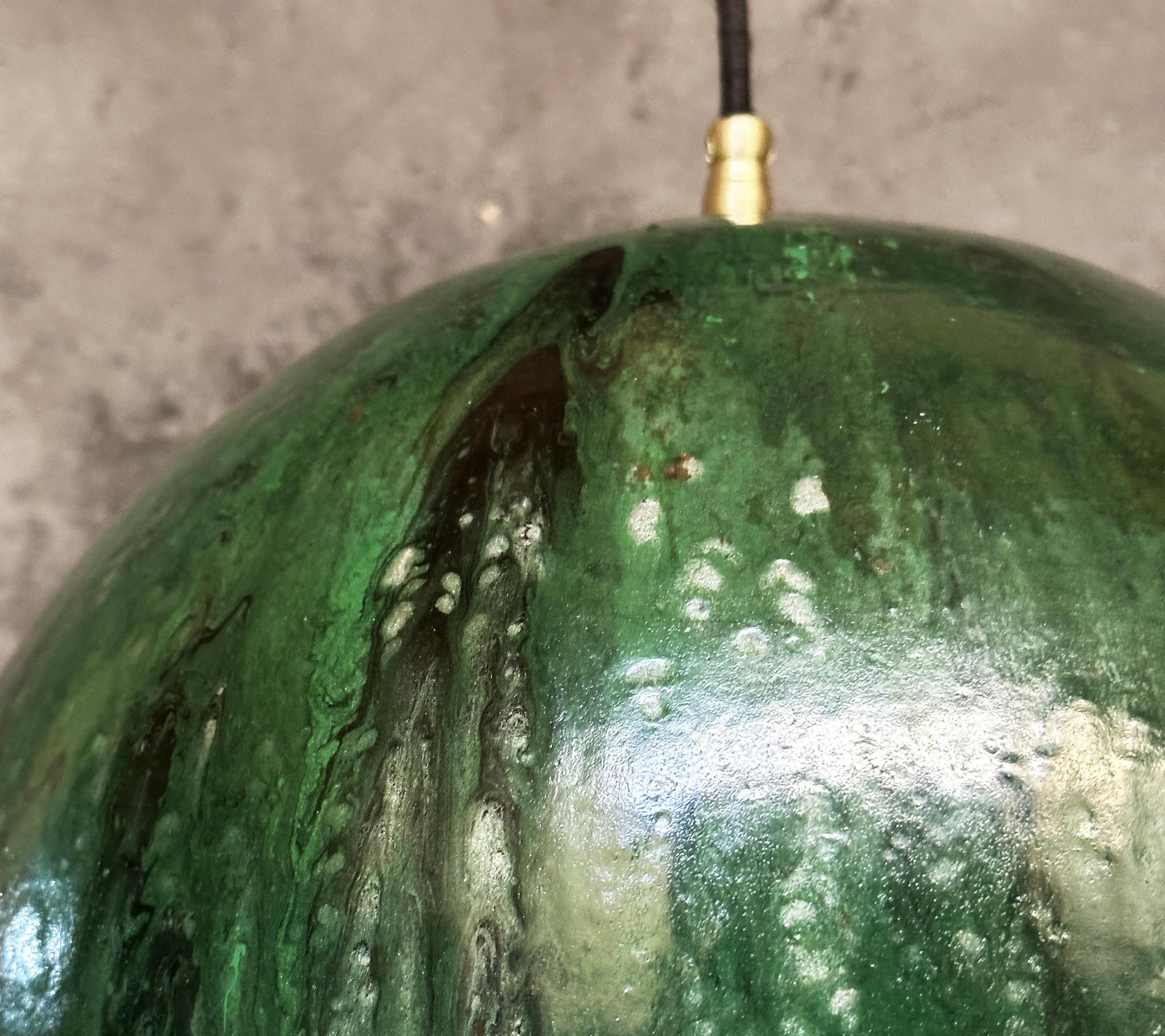 Green Ceramic Copper Island Kitchen Lighting, Green Dome Pendant Light