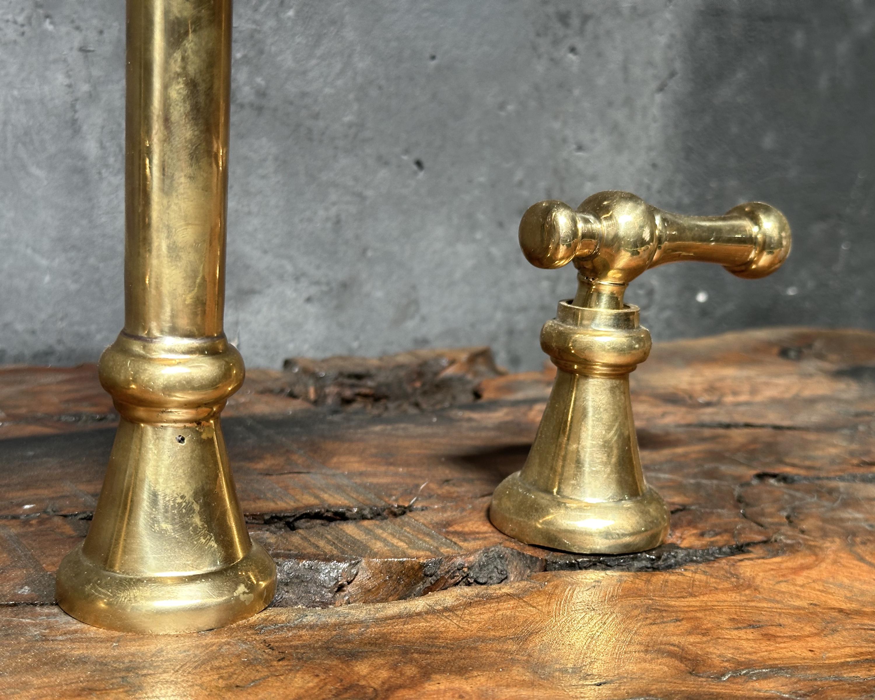 3 Hole Unlacquered Brass Bathroom Faucet, Widespread Brass Bathroom Faucet, Victorian Bathroom Sink Faucet