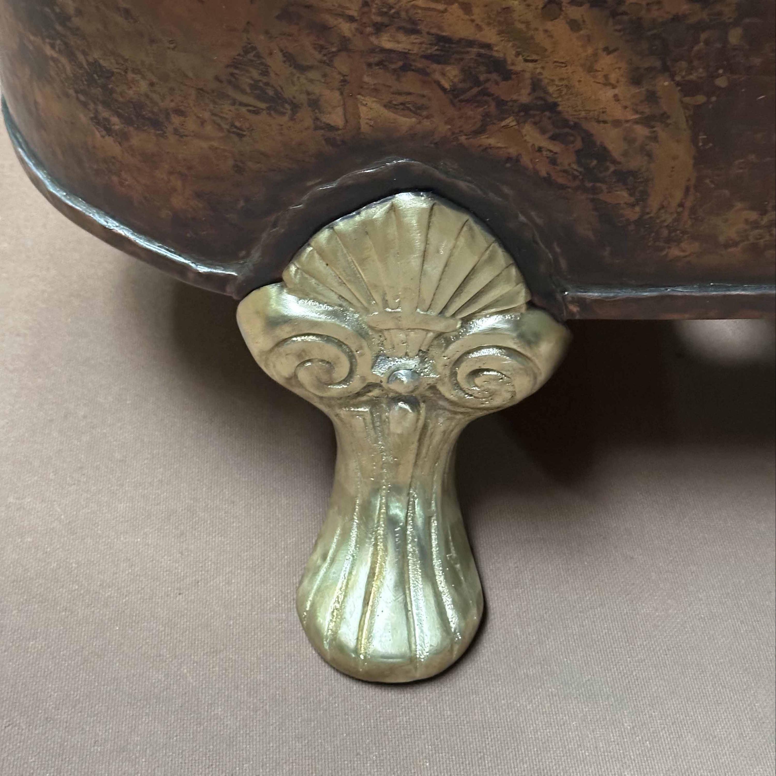 Small Copper Clawfoot Bathtub With Towel Rings