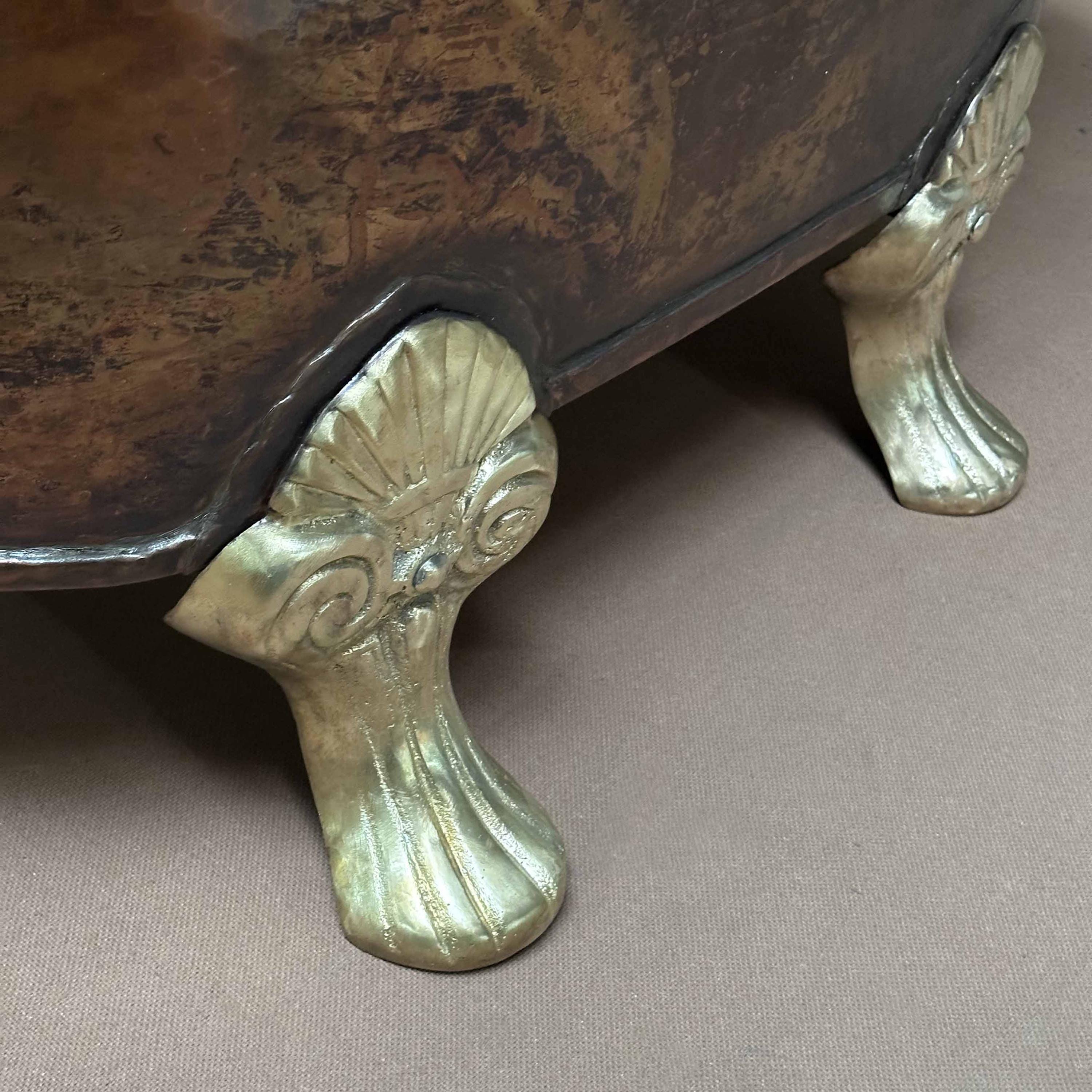 Small Copper Clawfoot Bathtub With Towel Rings