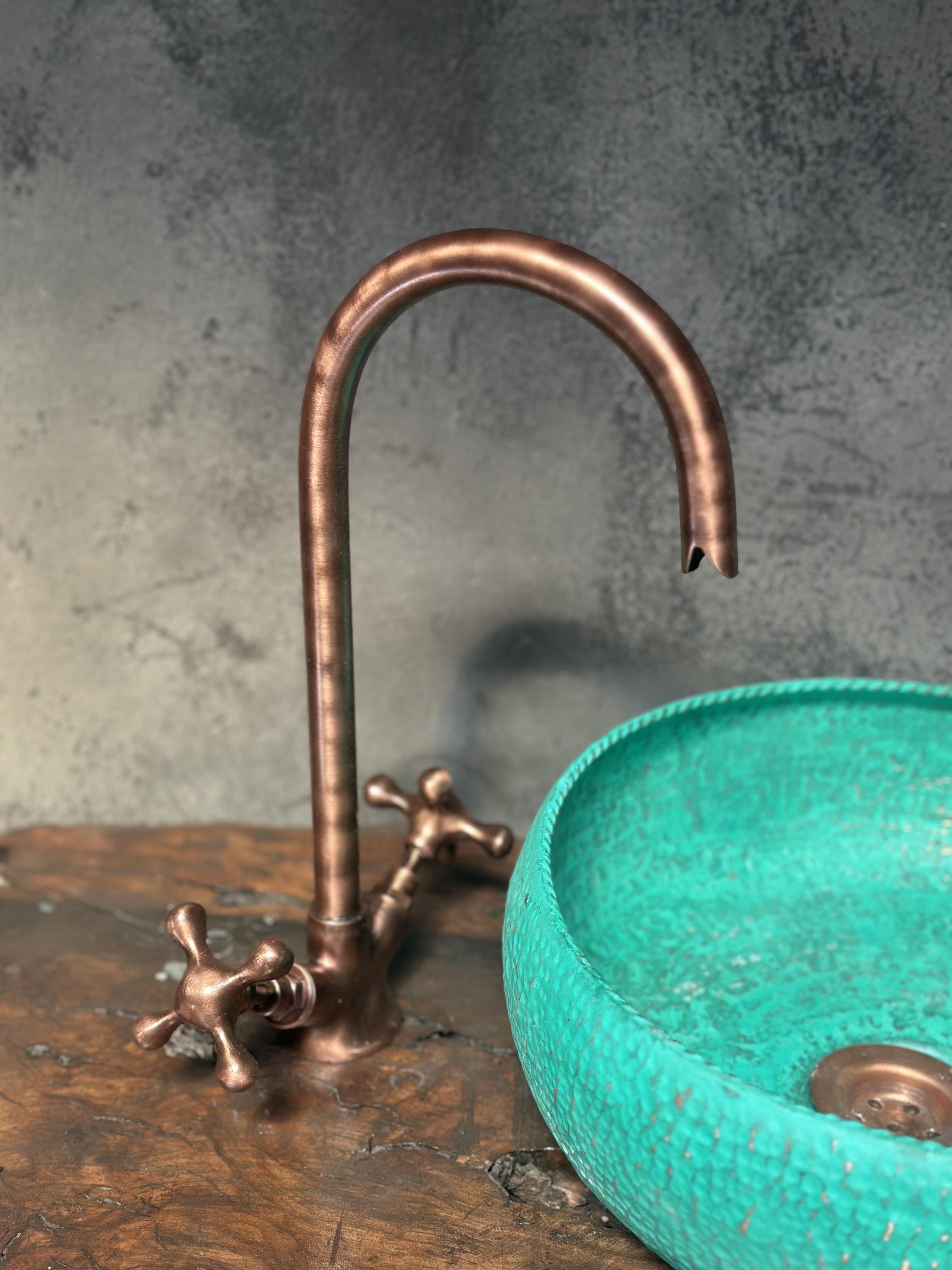 Handmade Turquoise Patina Copper Sink ,Hammered Verdigris Copper Sink for vanity