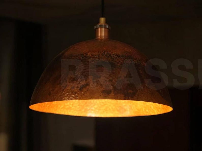 Handcrafted Moroccan hammered copper pendant light with aged finish – boho, rustic, Mediterranean home decor lighting
